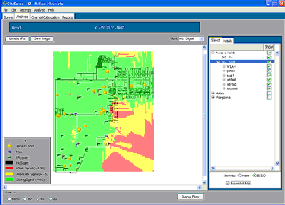 Here, a coverage map shows some signal leakage into outside areas.