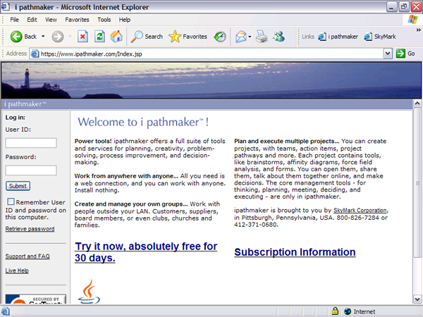 Login page for ipathmaker
