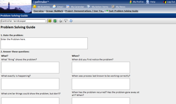 This screenshot shows one of the many form templates built into ipathmakers's forms software tool. Web based FMEA, SWOT and much more.